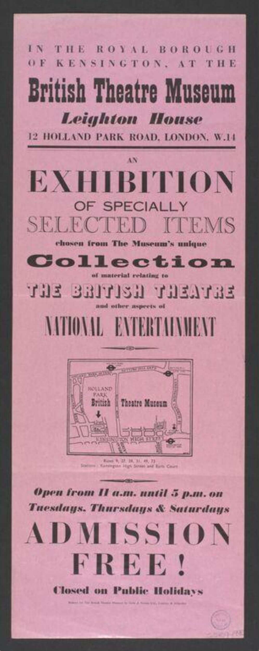 Vintage British Theatre Museum Exhibition Poster