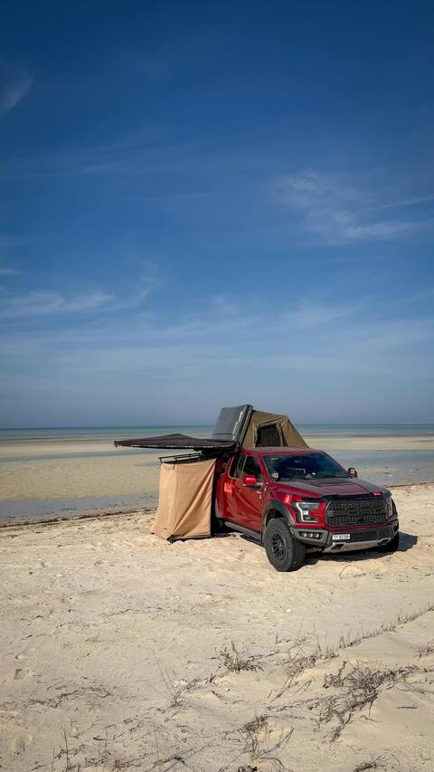 Overlanding Truck Camped on Beach