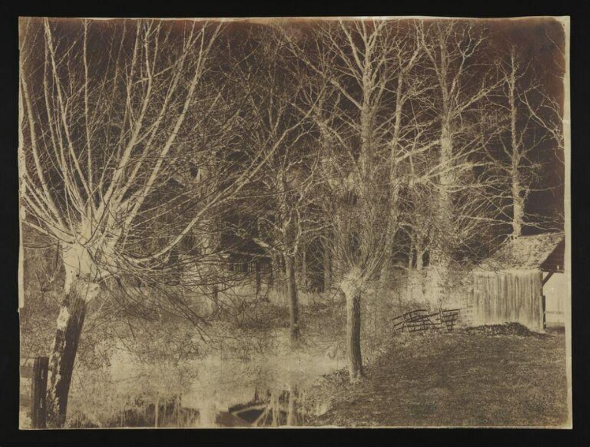 Vintage Winter Landscape with Pond