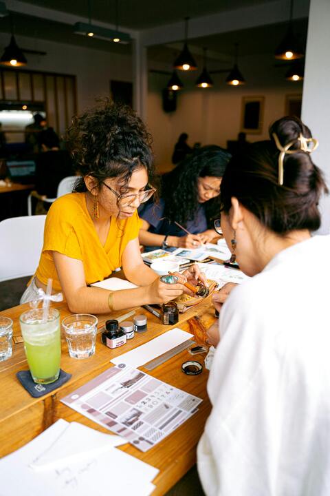 Participants at Ink Art Workshop