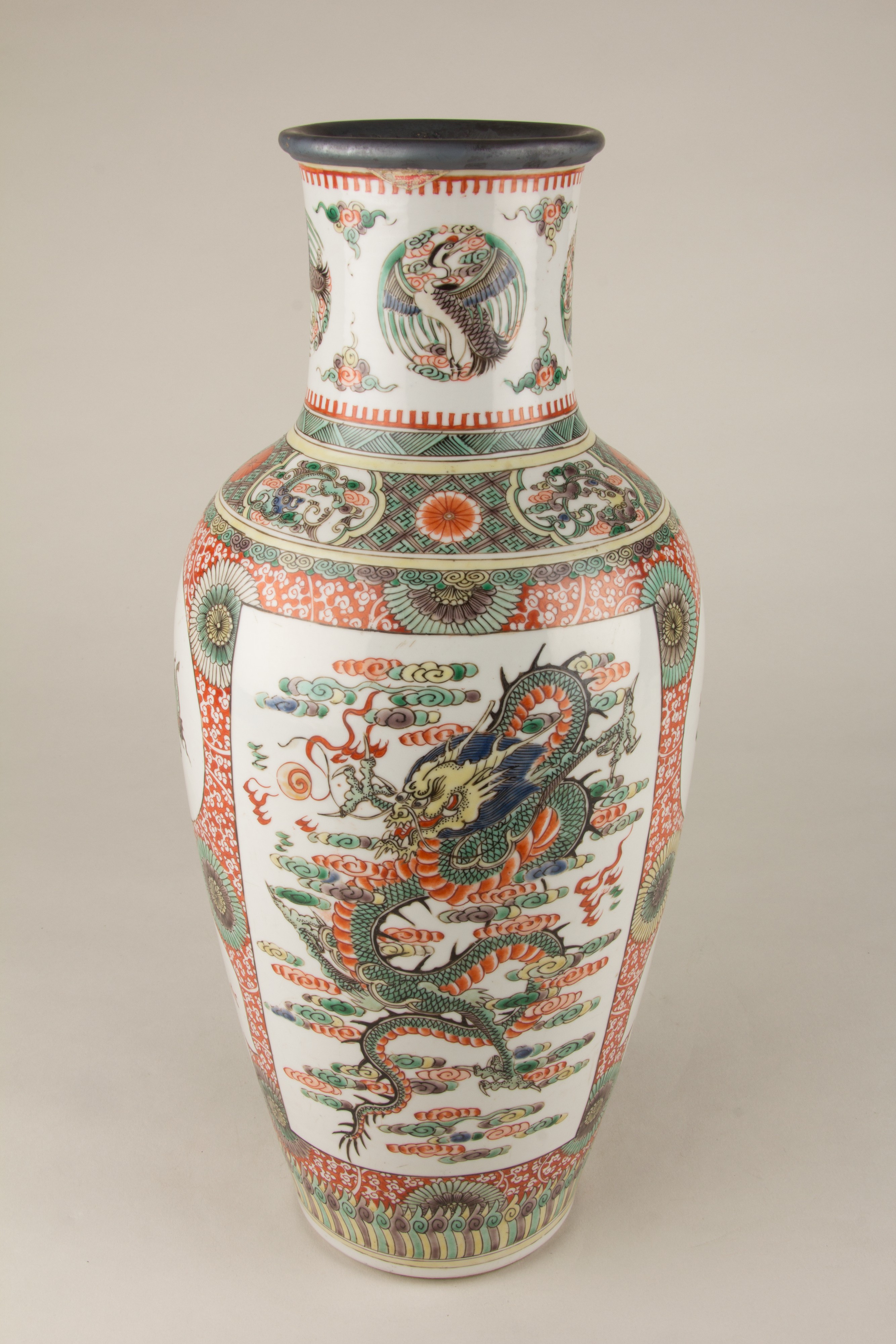 Famille Verte Dragon Pattern Porcelain Vase
