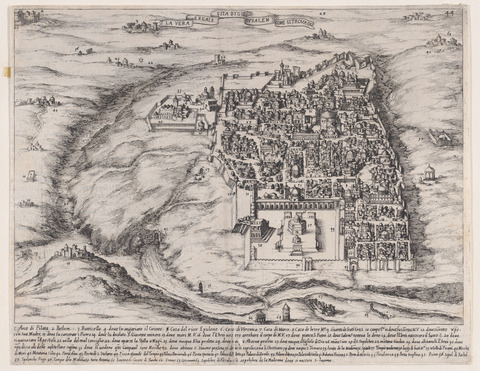 Antique Etching Map of Jerusalem