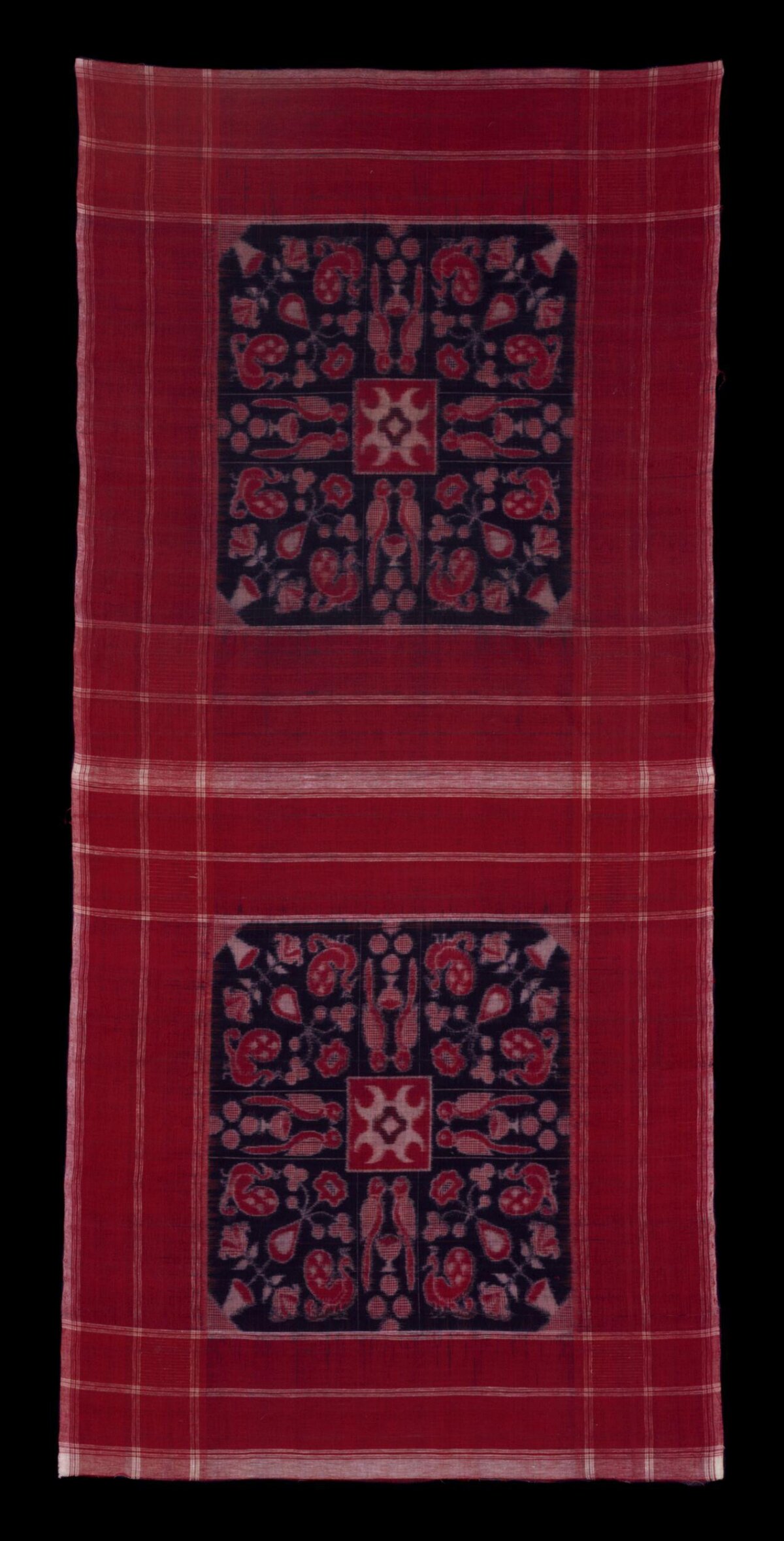 Red Traditional Patterned Woven Textile