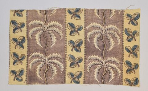 Vintage Palm Leaf Printed Fabric Fragment