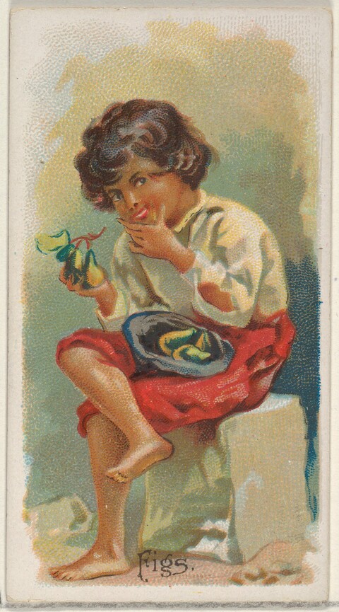 Young Boy Holding Fresh Figs