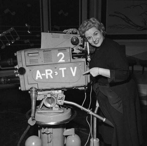 Woman Points At Early AR TV Camera