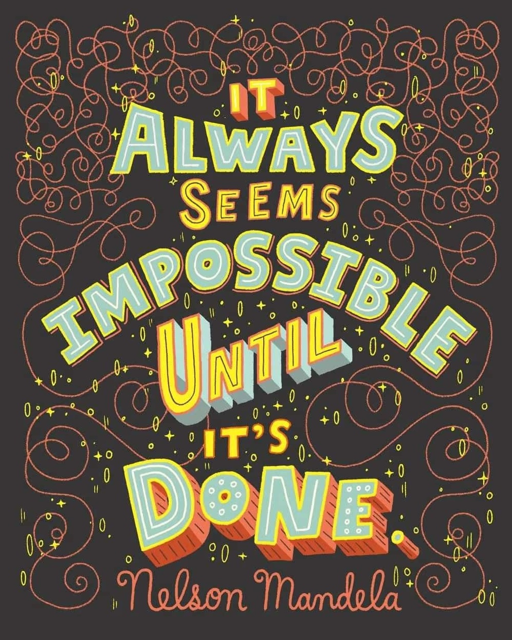 Nelson Mandela Motivational Quote Art