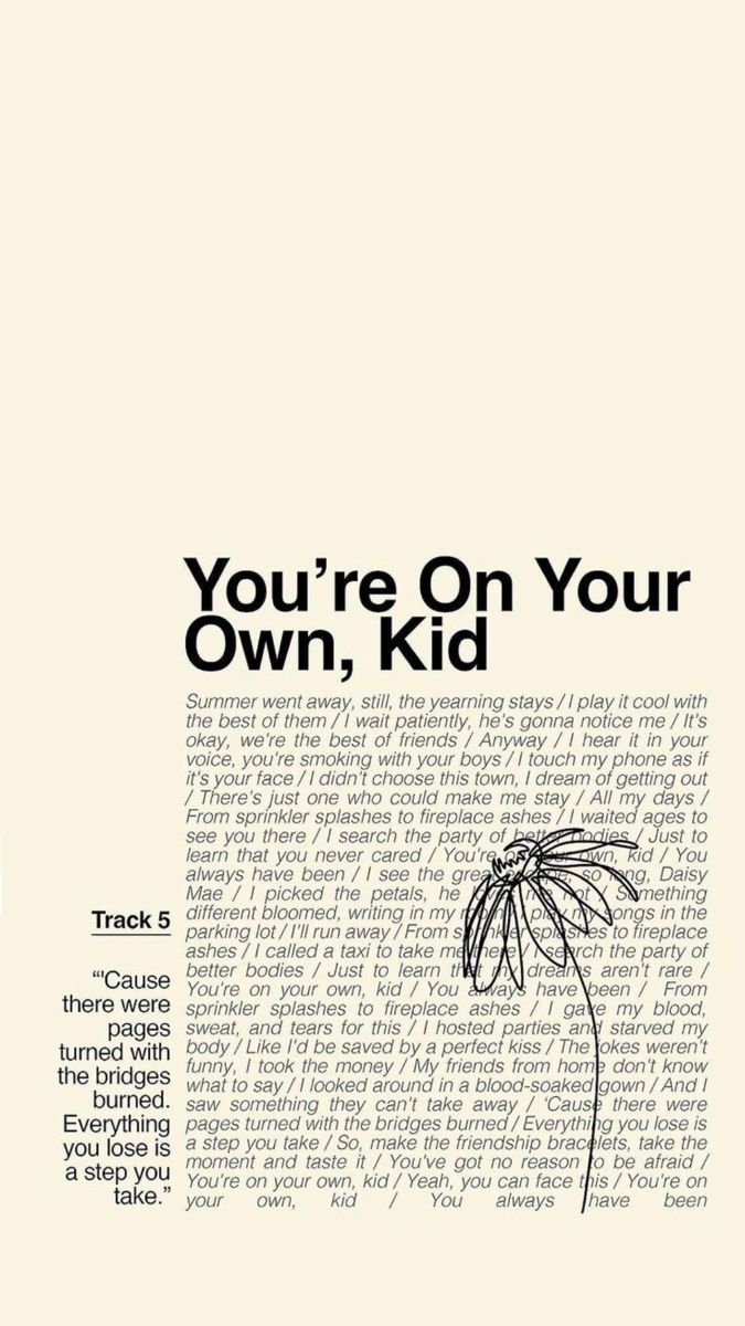 You're On Your Own, Kid Lyric Art