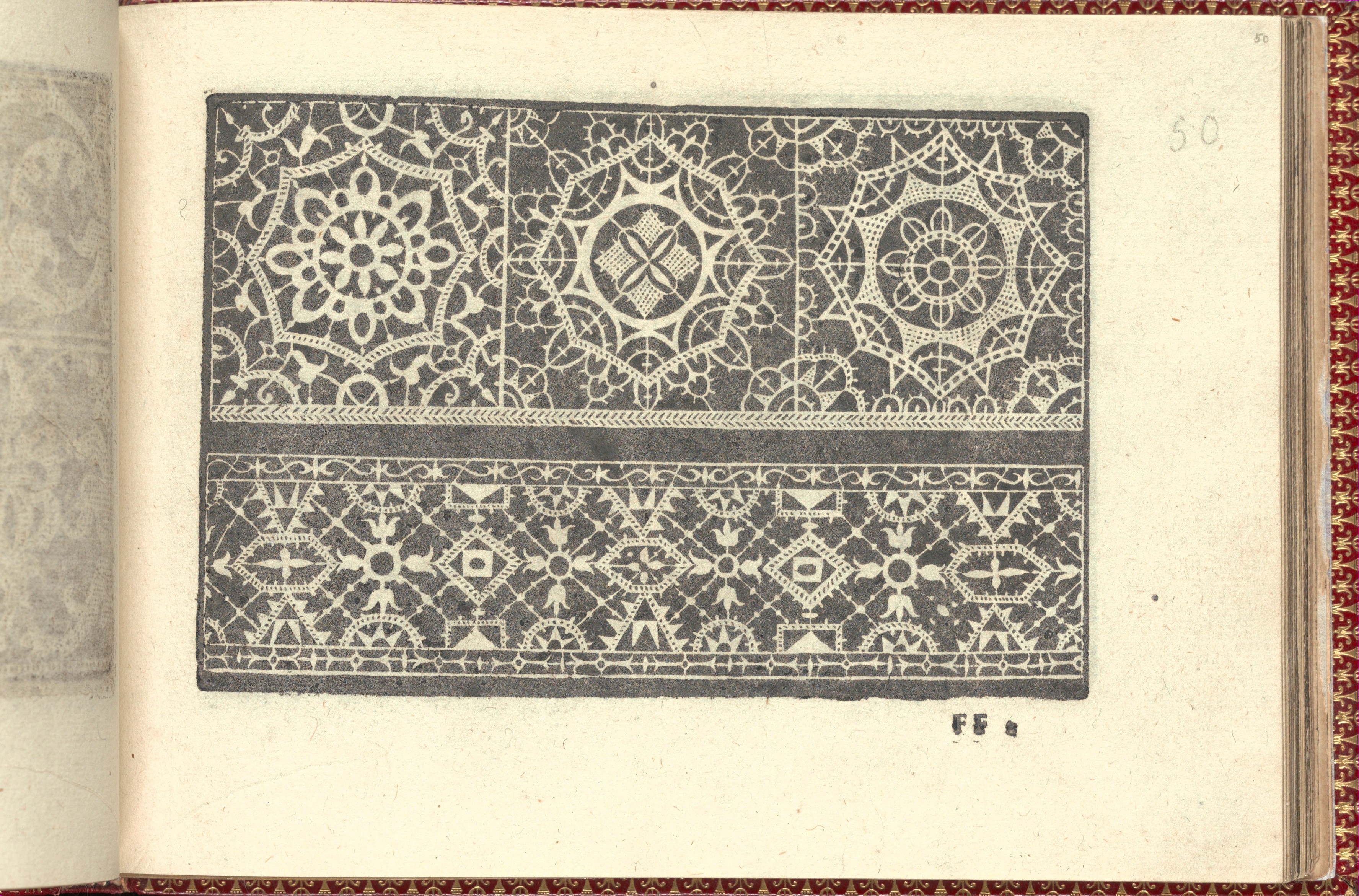 Vintage Geometric Lace Pattern Print