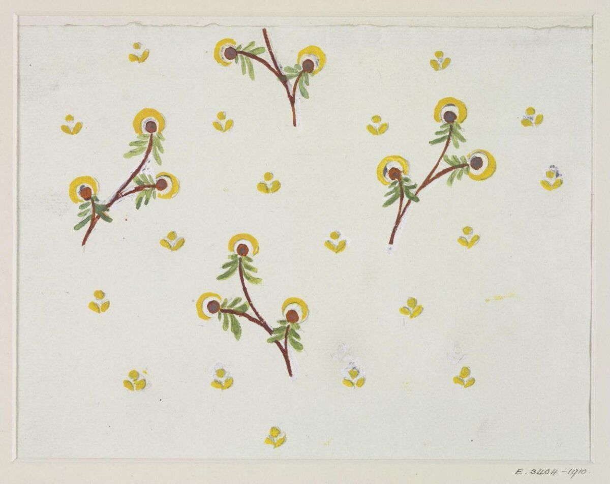 Yellow Floral Branch Textile Pattern