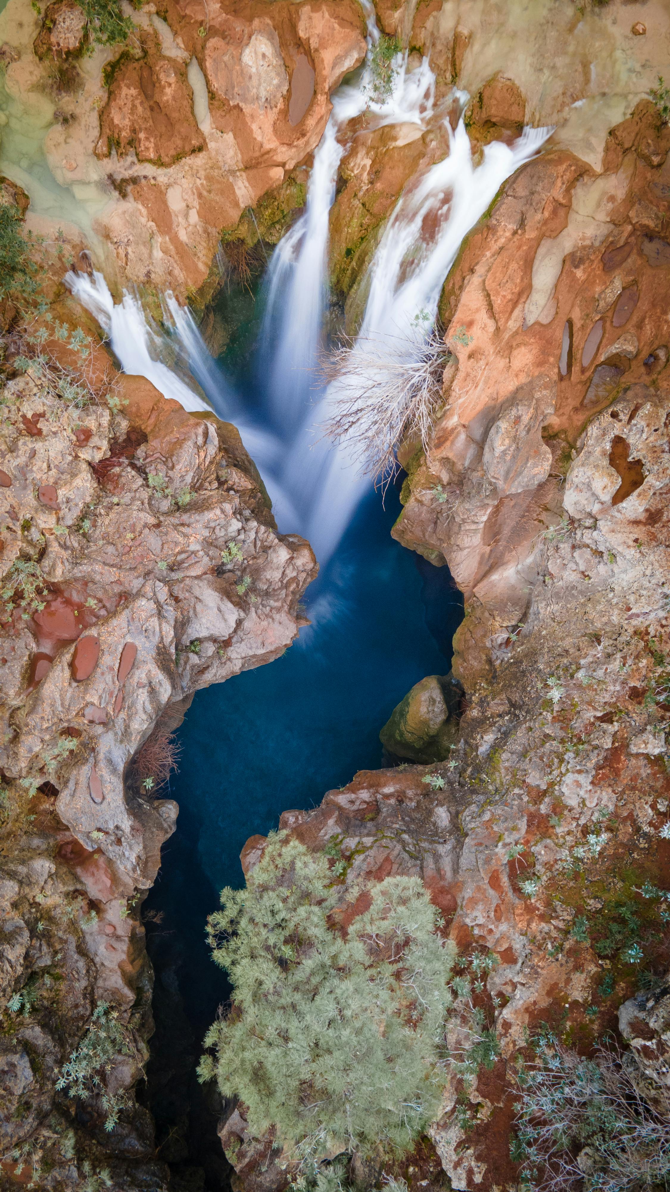 Aerial View of Waterfall and Blue Pool