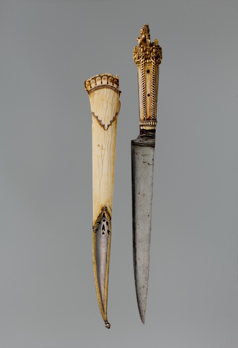 Carved Ivory Hilt Dagger with Scabbard