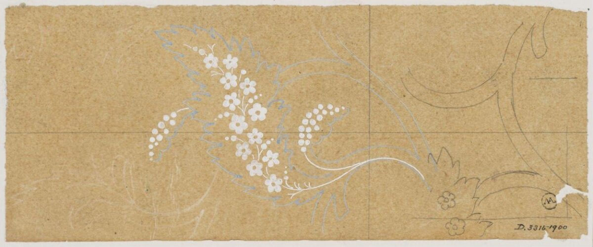 Vintage Floral Textile Design Sketch