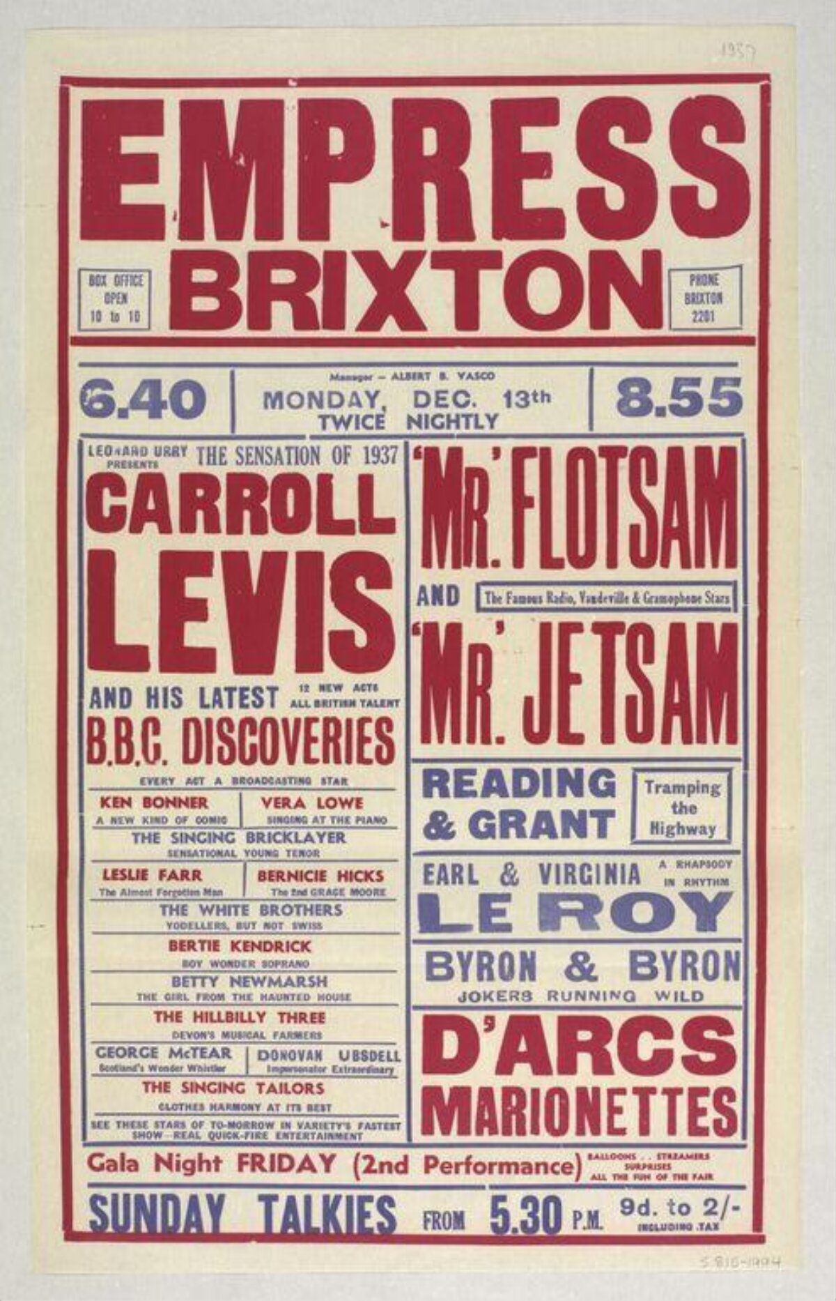 1937 Empress Brixton Theatre Poster