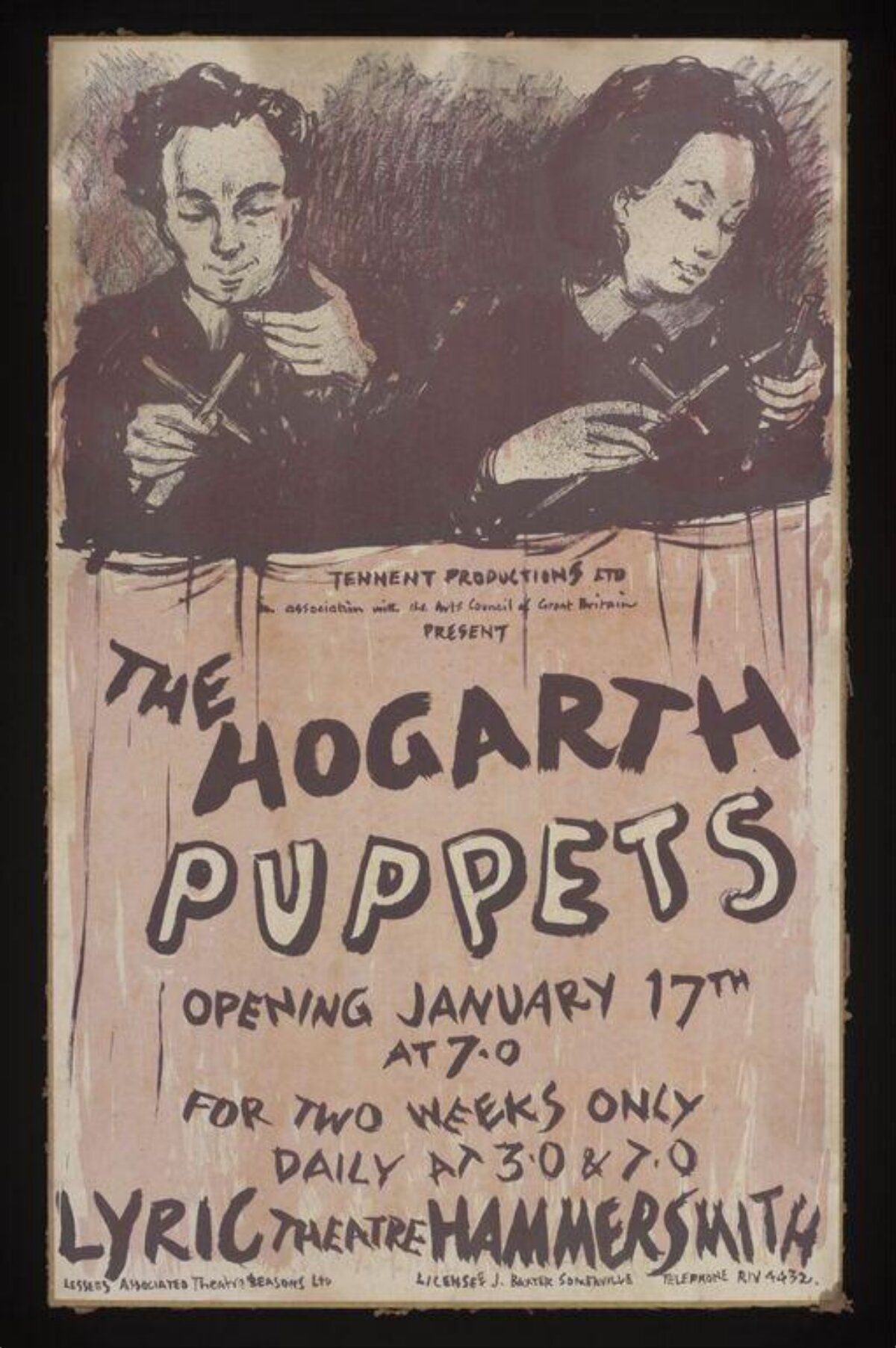 Vintage Hogarth Puppets Show Poster