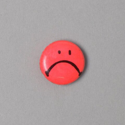 Red Sad Face Button Badge