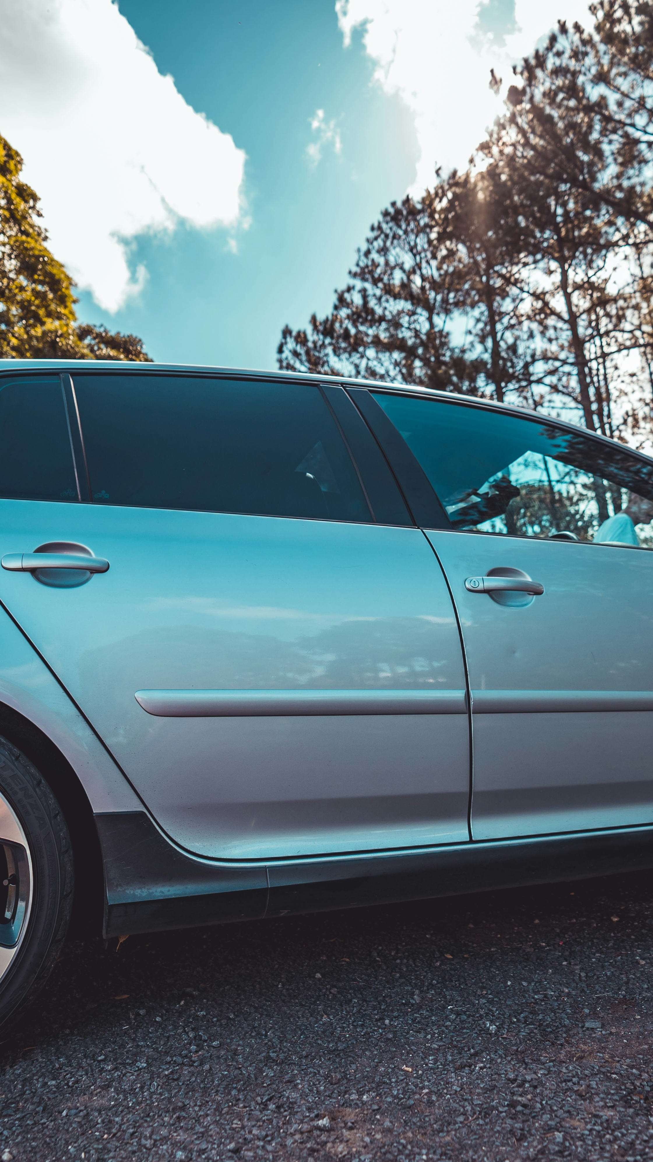Low Angle Side View of Silver Car