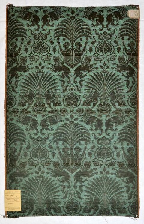 Vintage Green Patterned Textile Sample