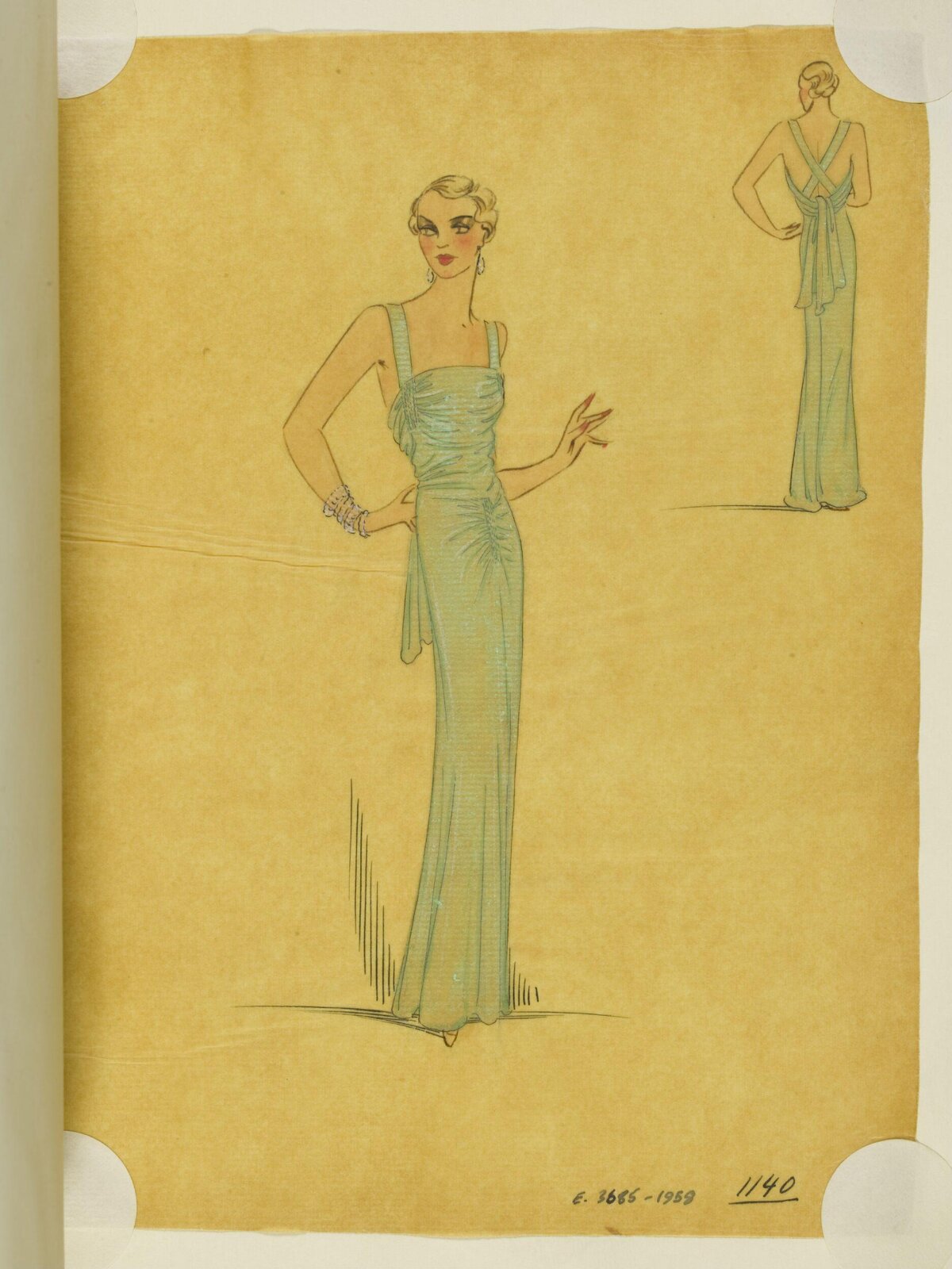Vintage Evening Gown Fashion Sketch