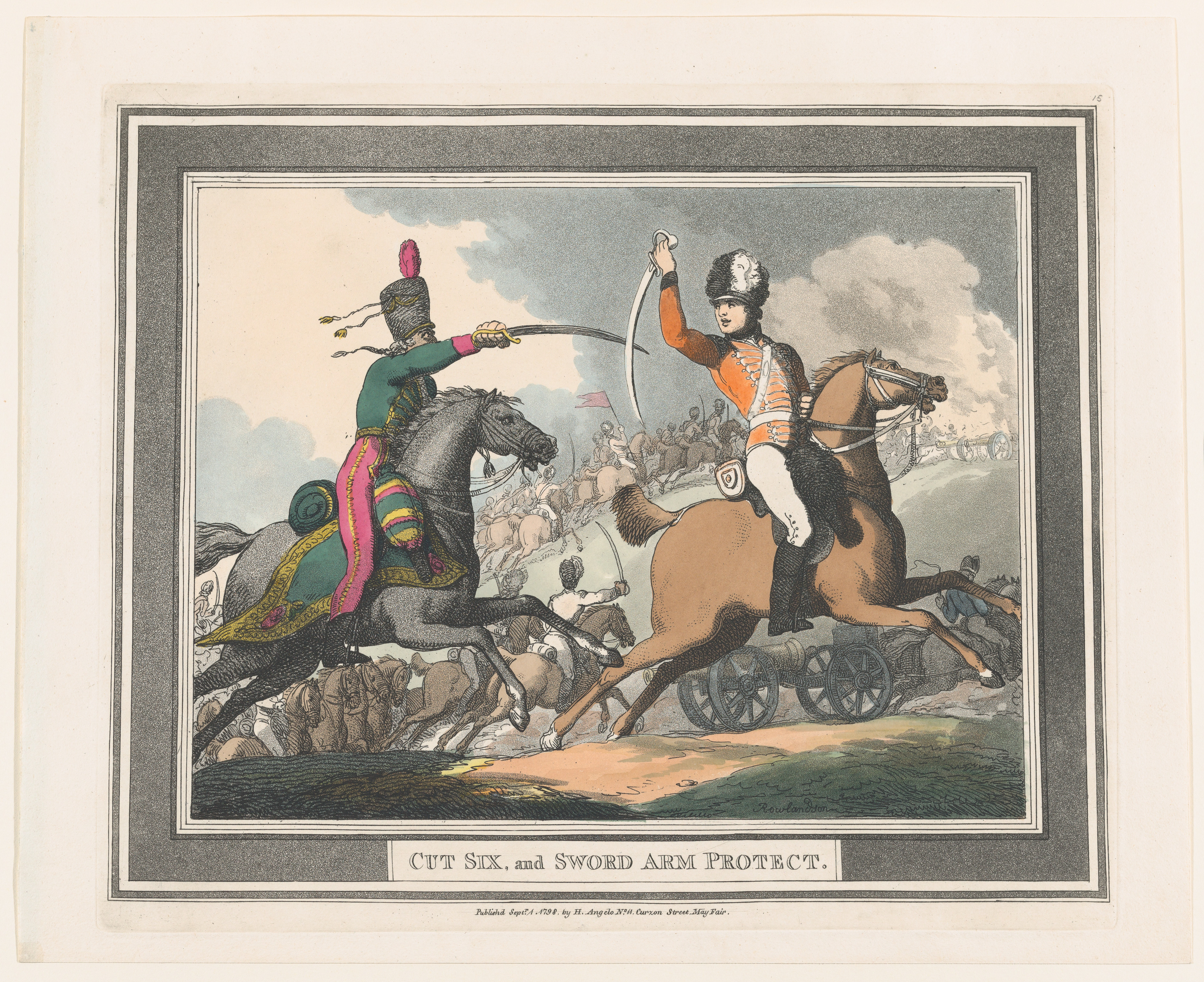 Cavalry Sword Duel Antique Engraving