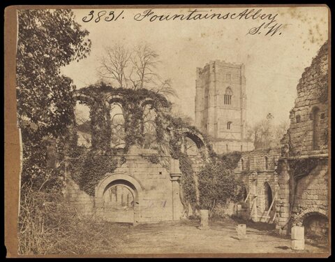 Vintage Photo of Fountains Abbey Ruins