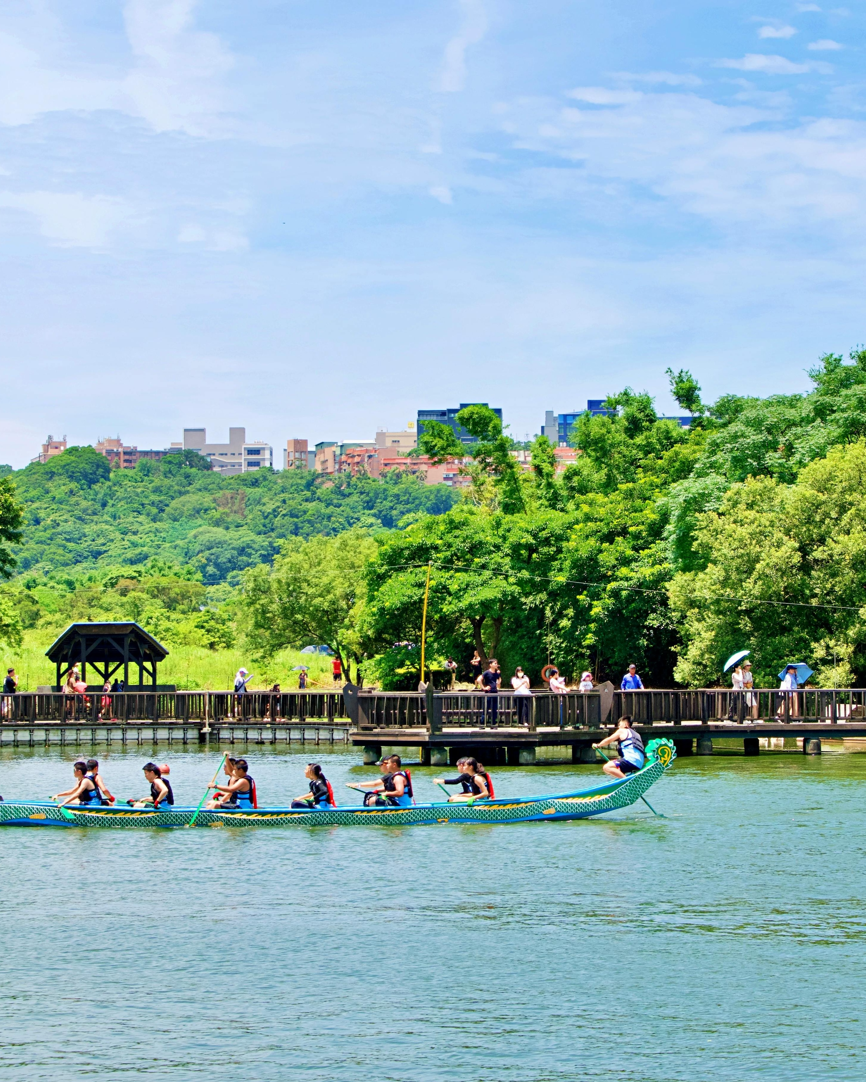 Dragon Boat Practice on a Lake