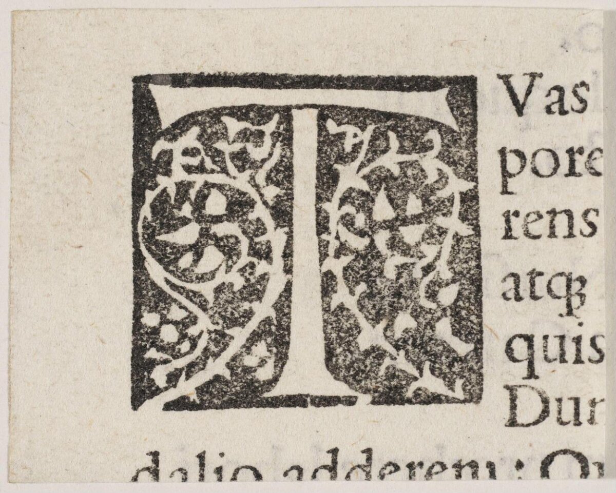 Medieval Printed Decorated Initial I