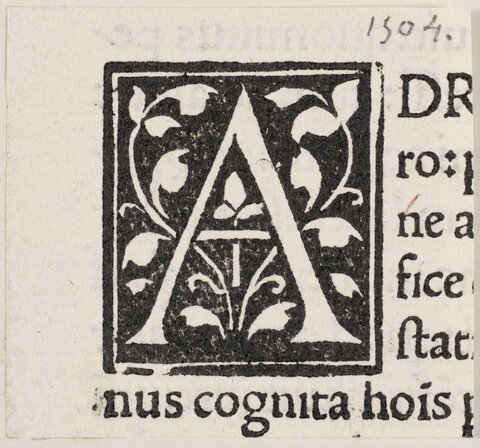 Ornate Printed Initial A from Early Book
