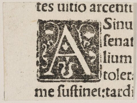 Medieval Printed Decorated Initial A