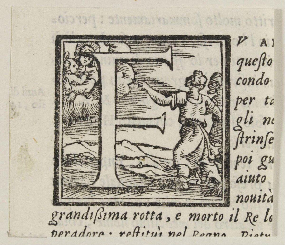 Decorated Initial E Woodcut