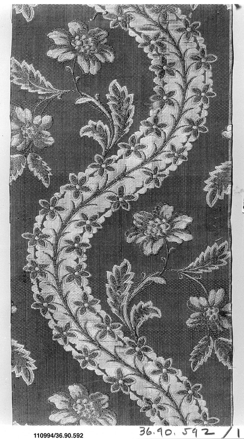 Antique Floral Woven Textile Fragment