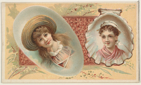 Two Women Portraits on Vintage Trade Card