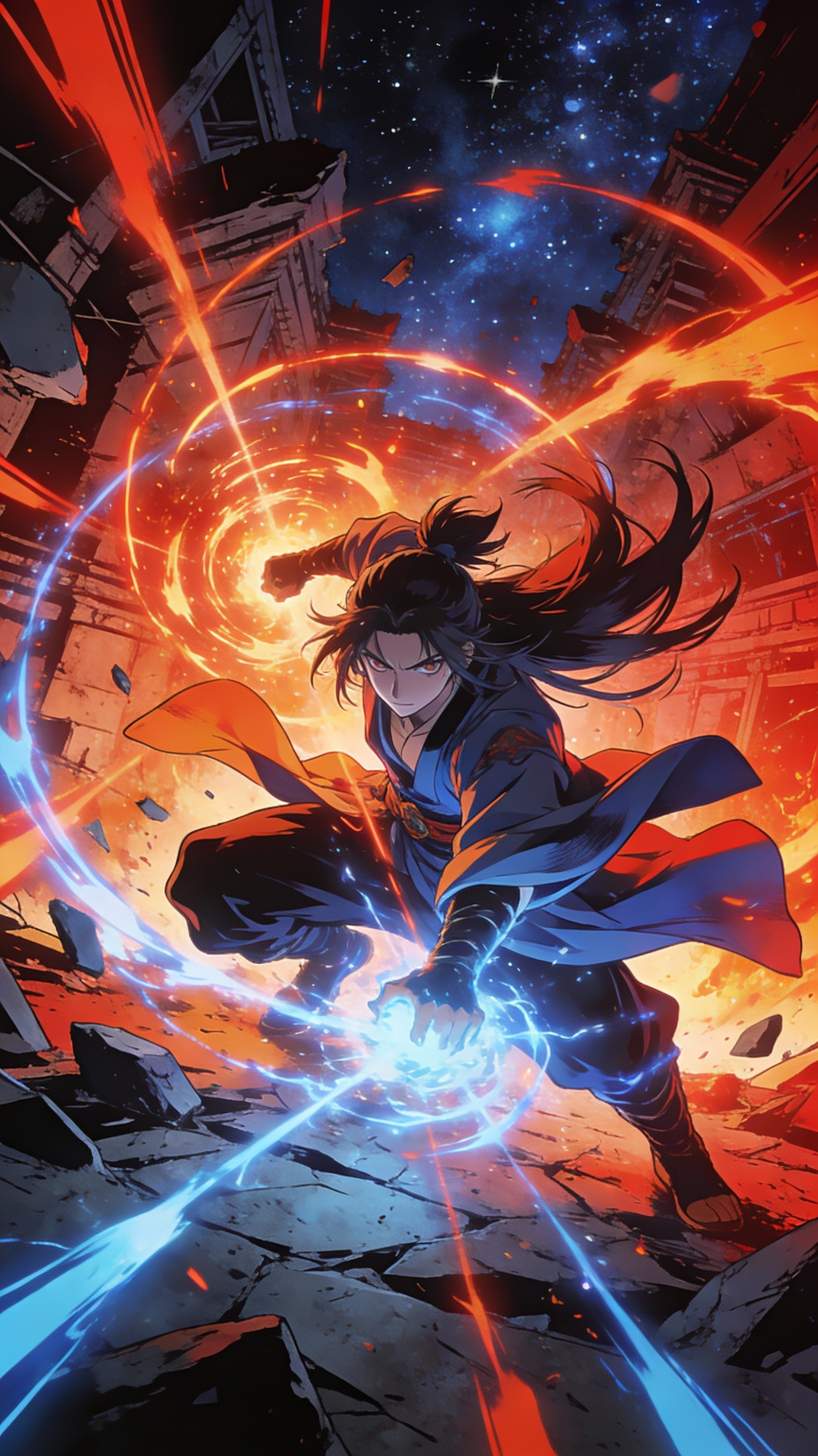 Anime Warrior Channeling Dual Energy
