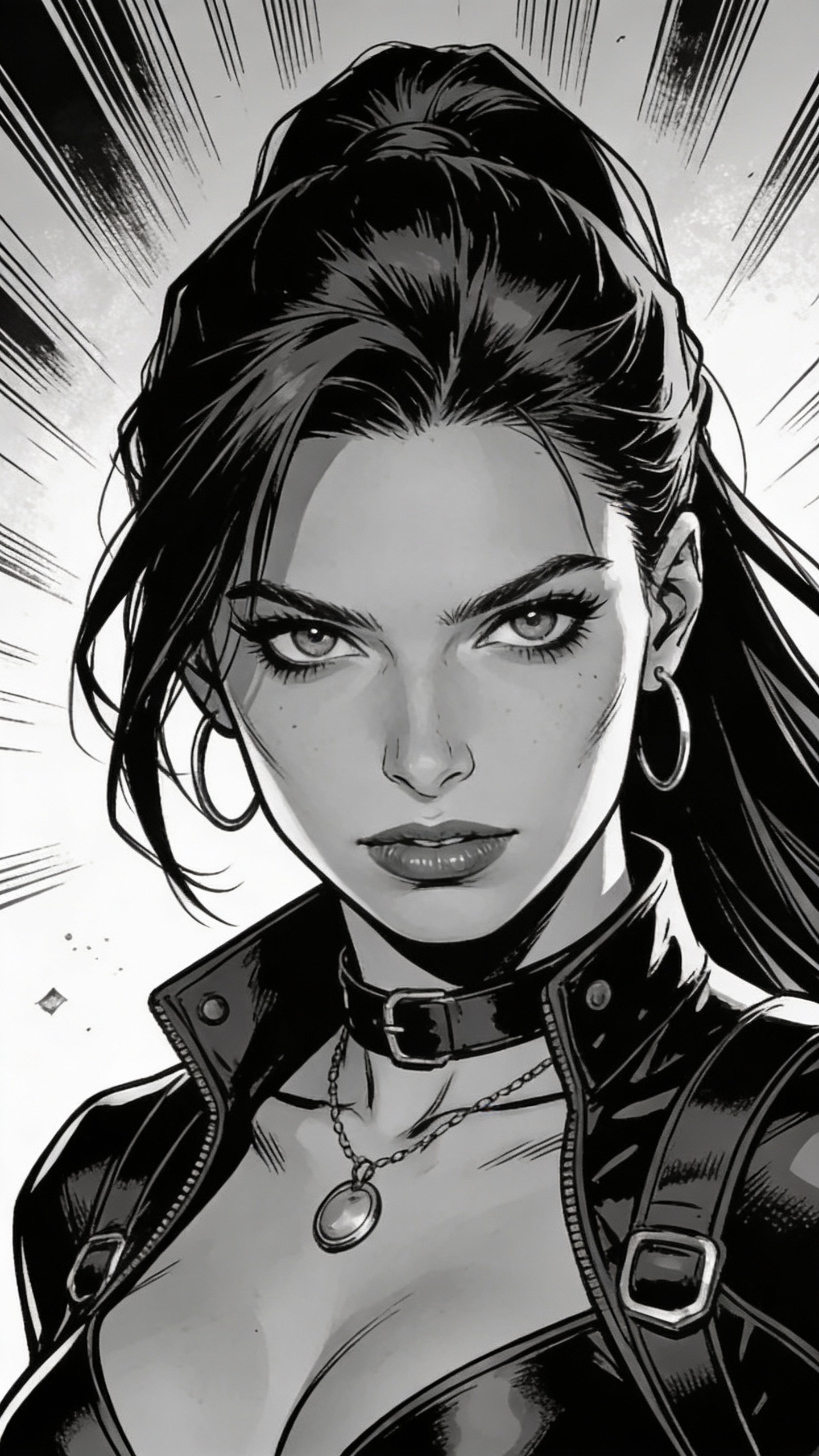 Comic Portrait of Female Action Hero
