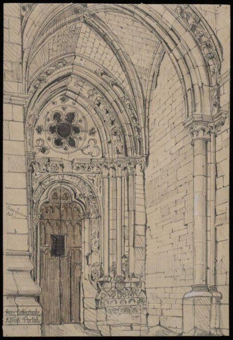 Pencil Sketch of Cathedral West Portal