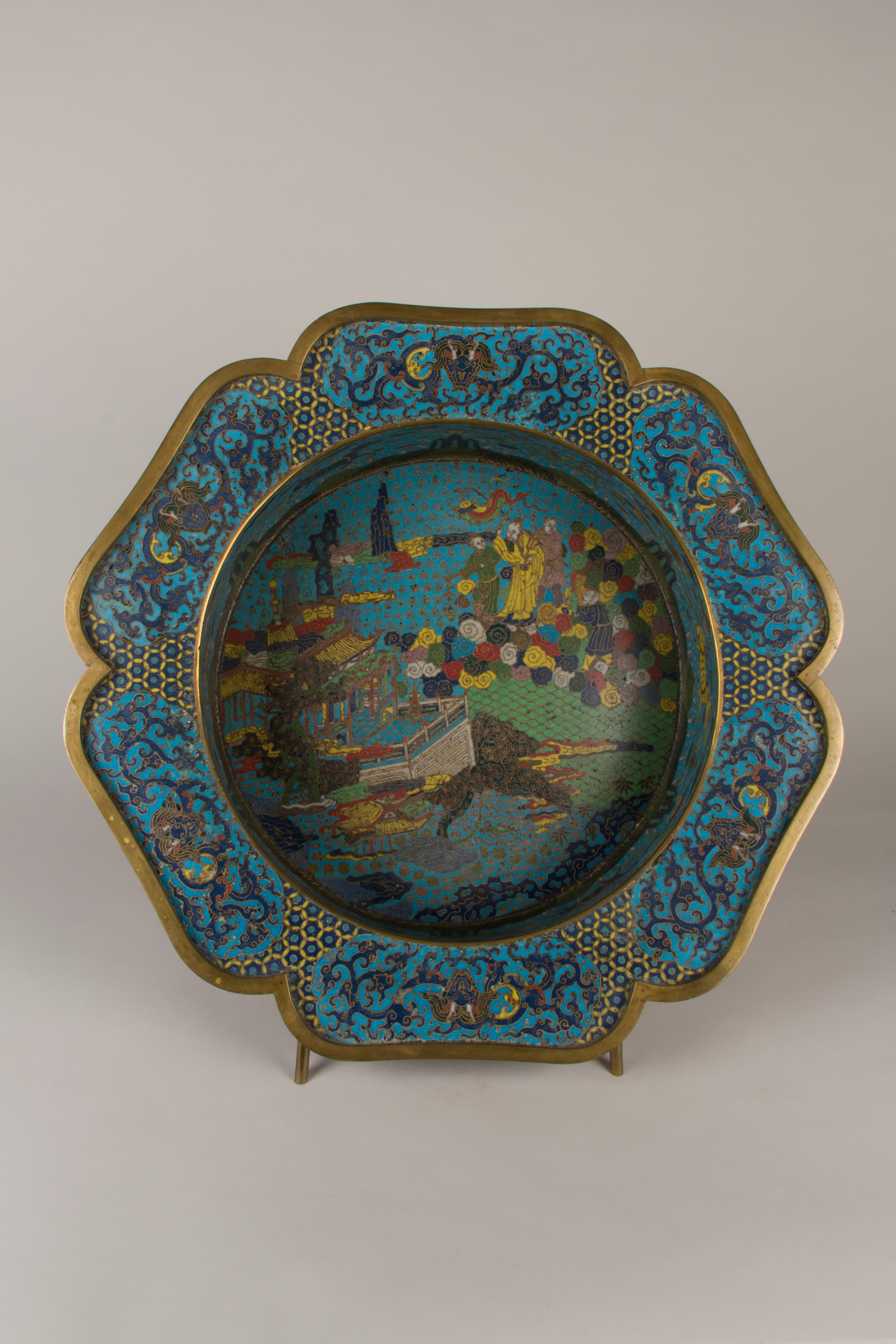 Chinese Antique Cloisonné Flower-shaped Basin