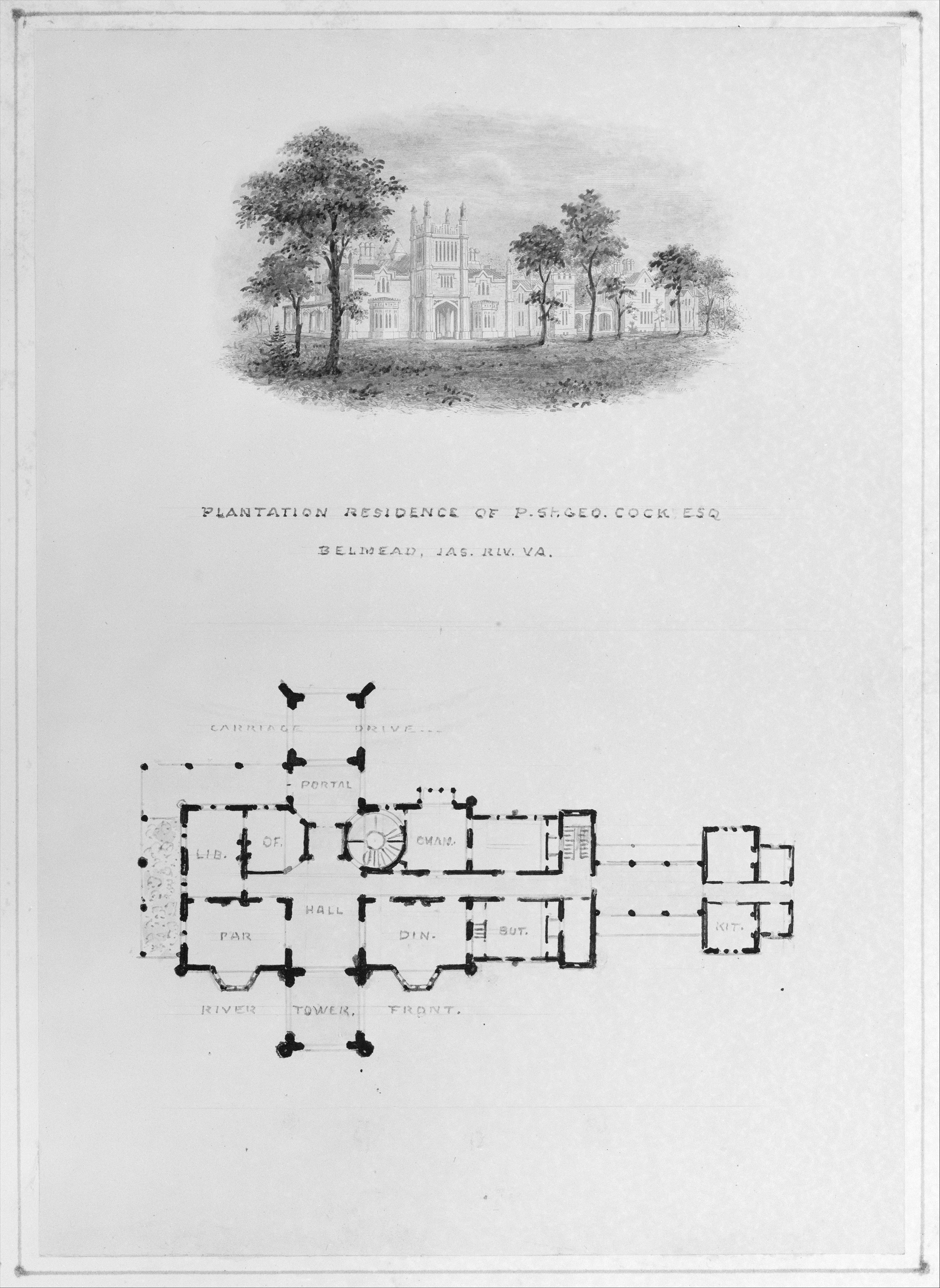 Belmead Plantation Architectural Drawing