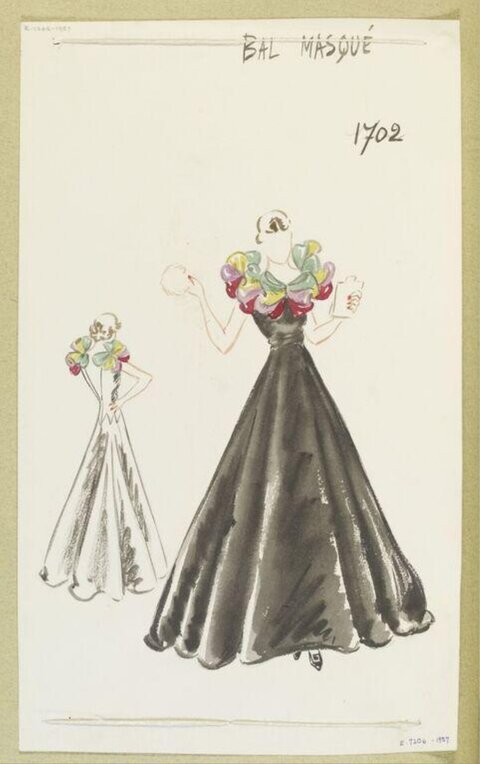 Masked Ball Gown Fashion Sketch