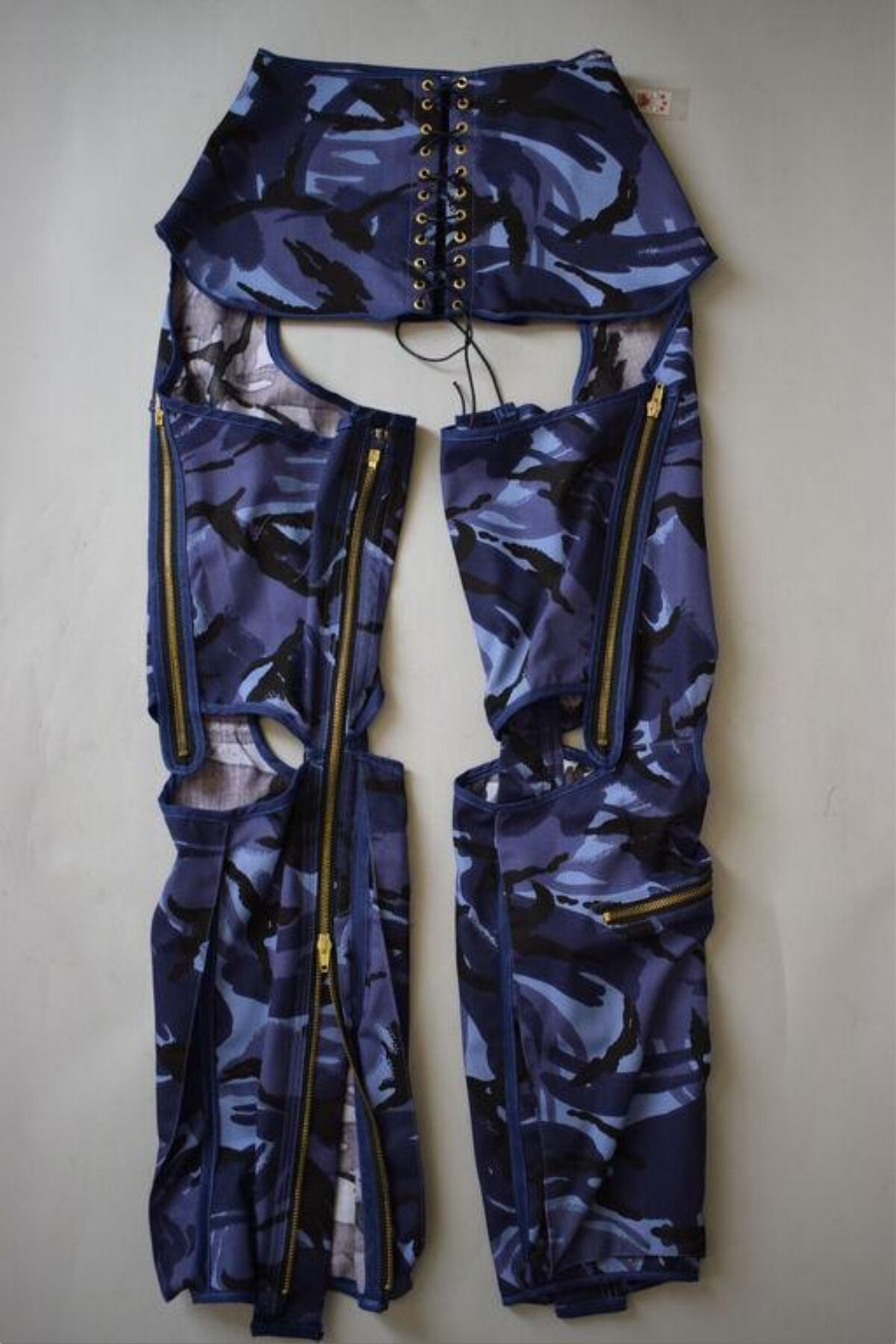 Blue Camouflage Hollow-out Pants