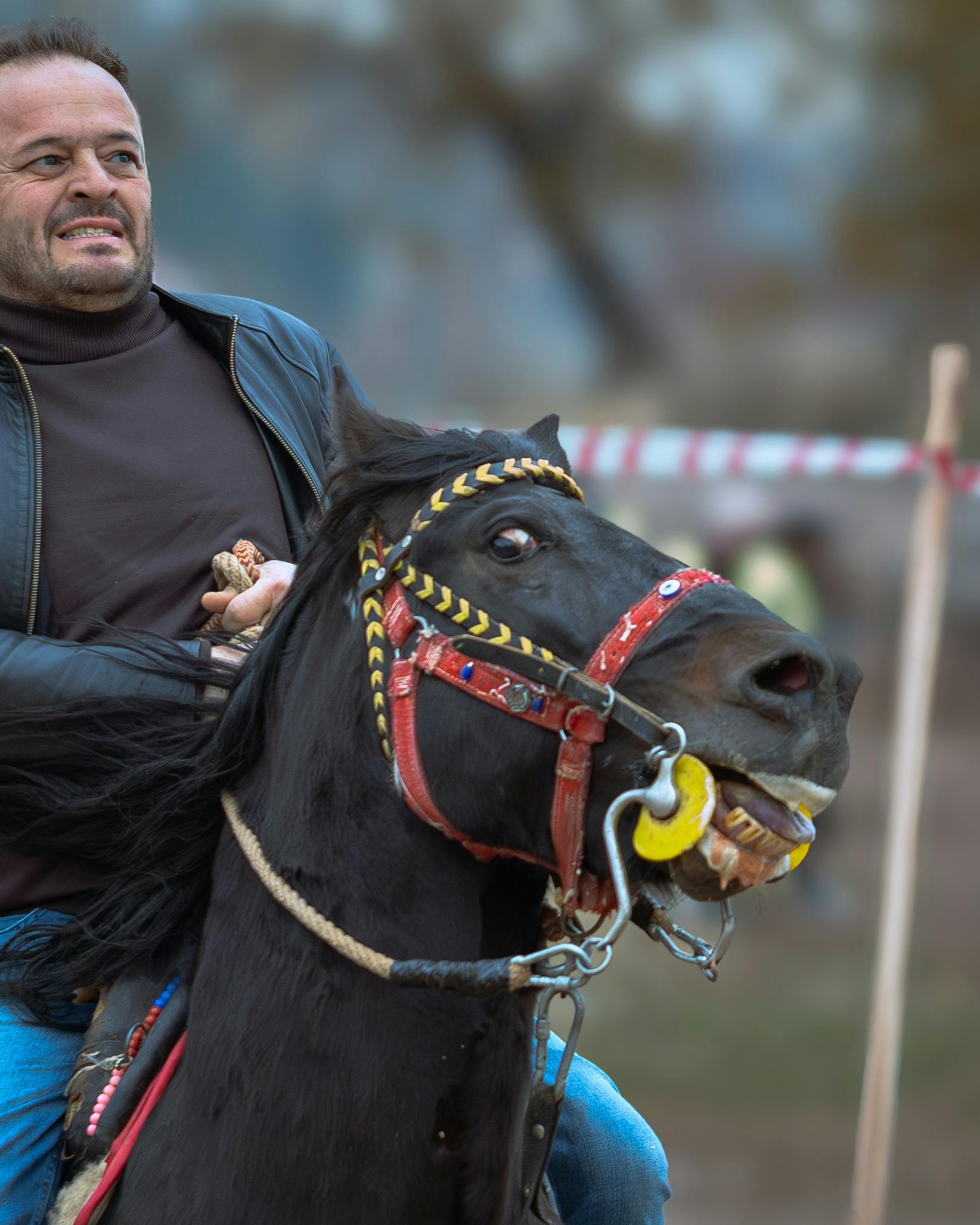 Man Riding Black Horse