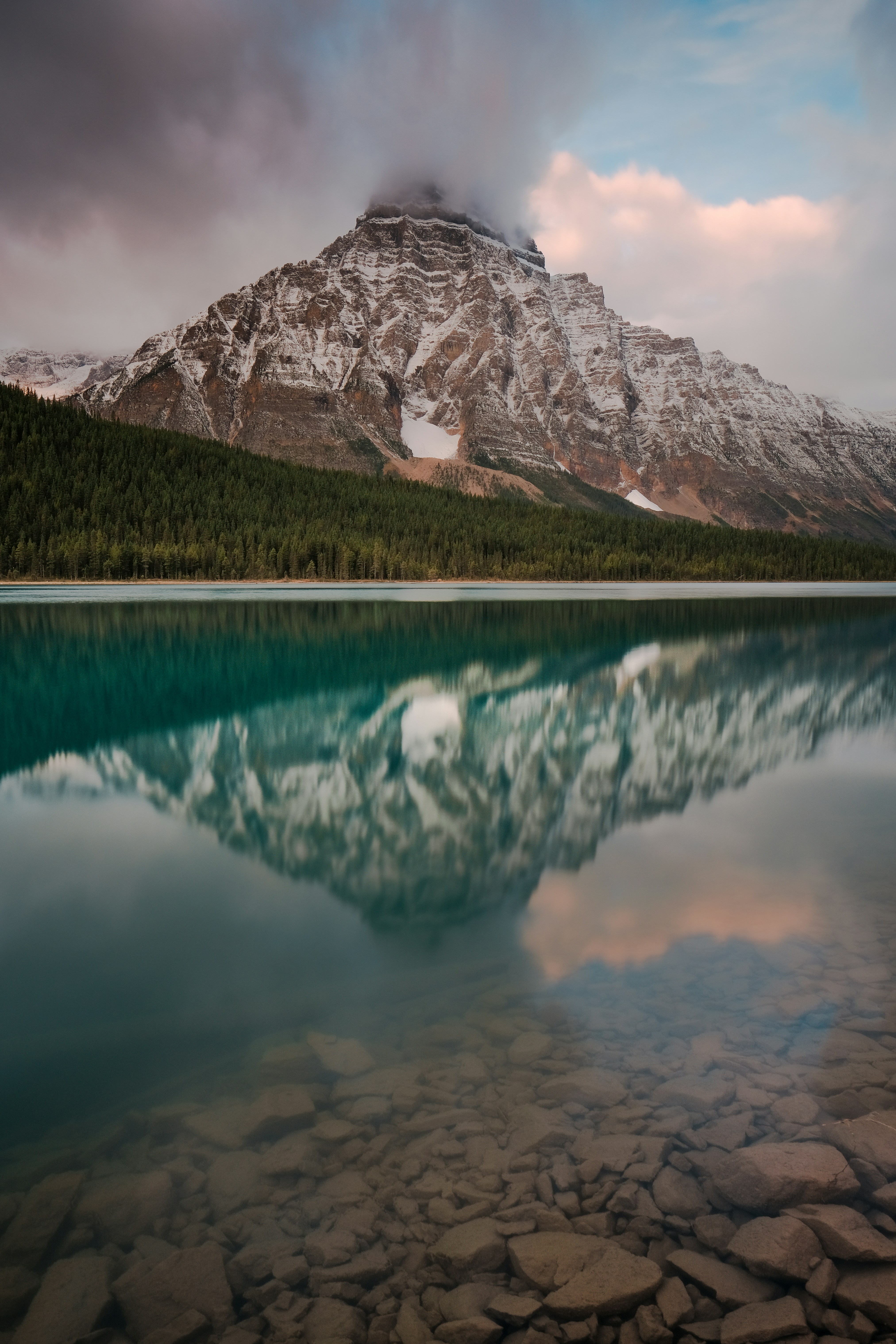 Snow-capped Mountain Lake Reflection