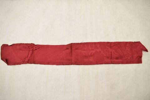 Red Patterned Antique Fabric Fragment