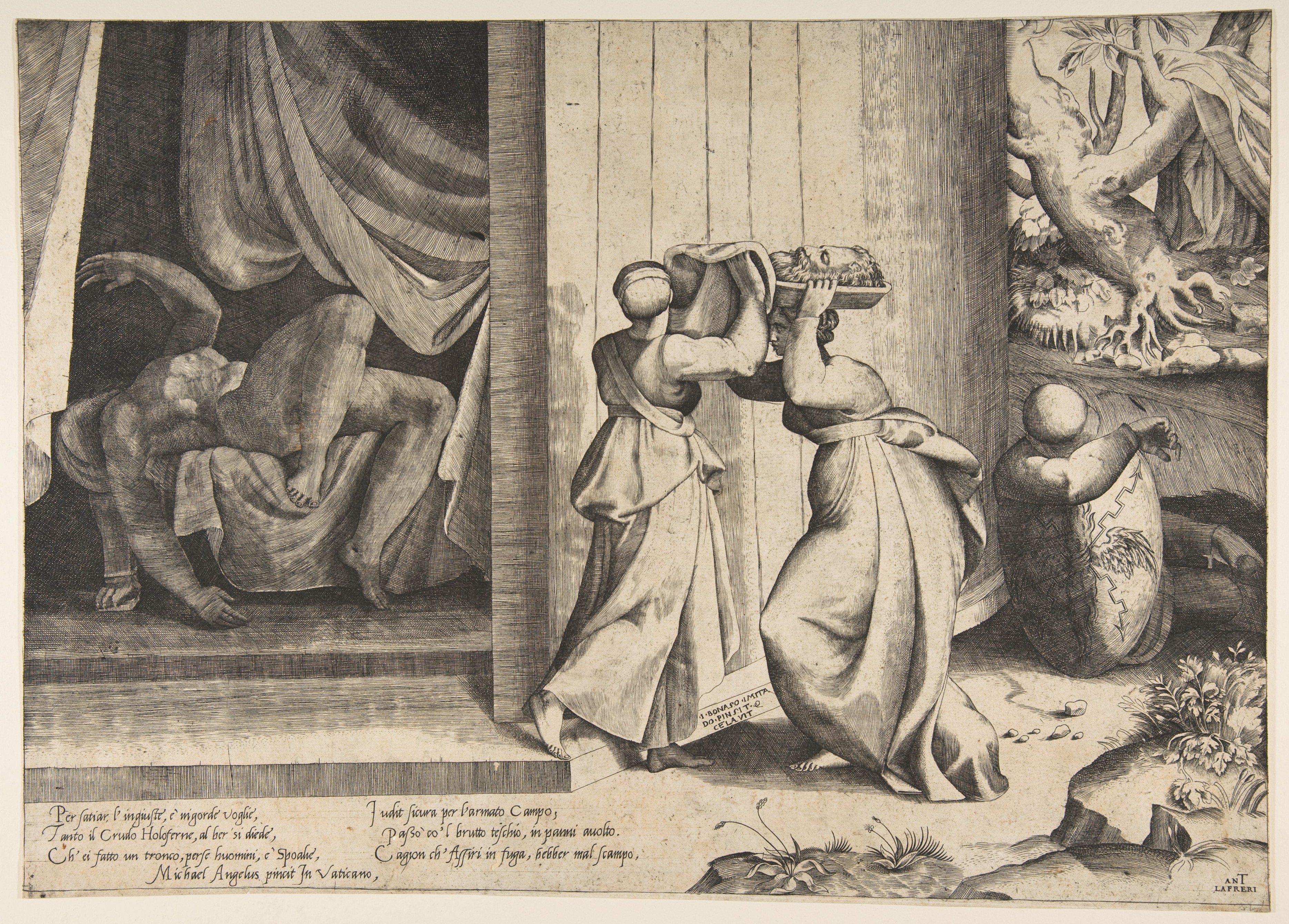 Engraving of Judith with Holofernes' Head