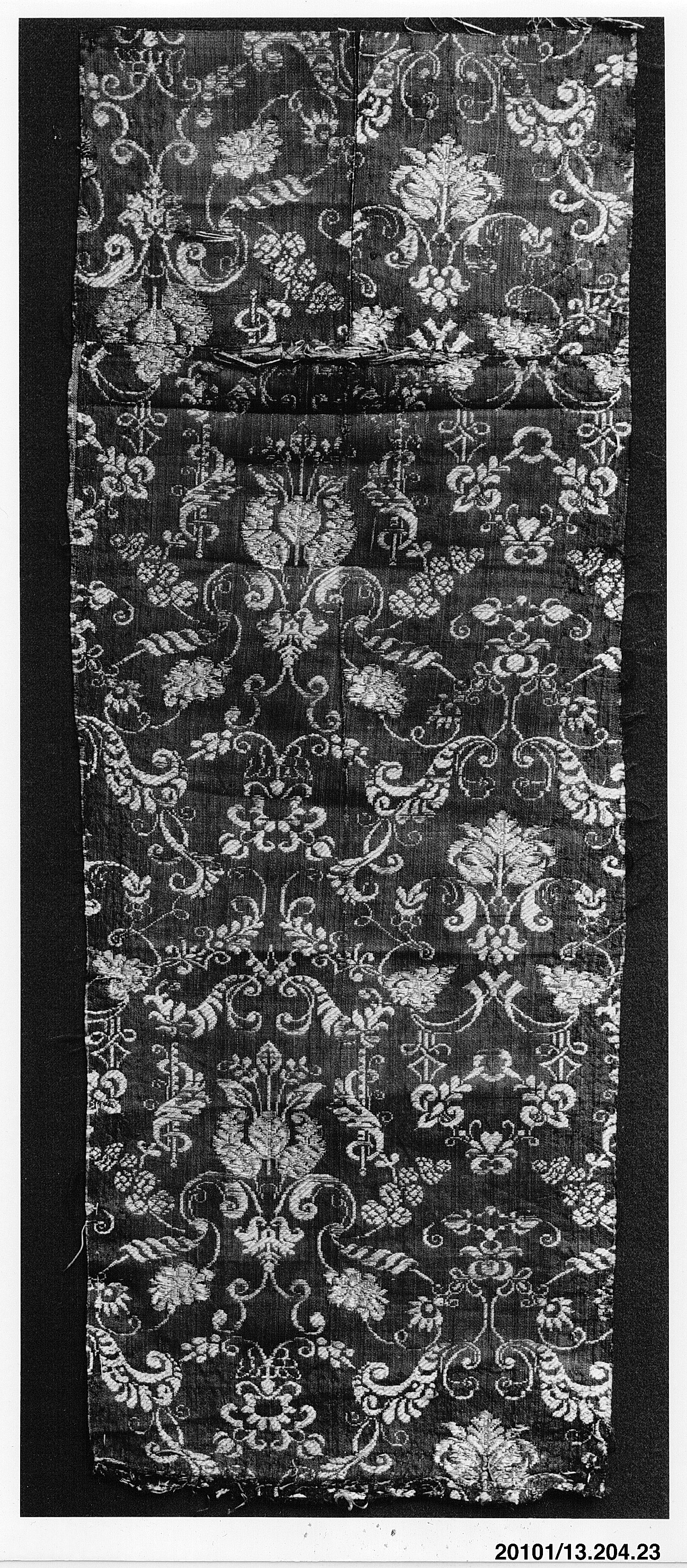 Antique Floral Woven Textile Fragment