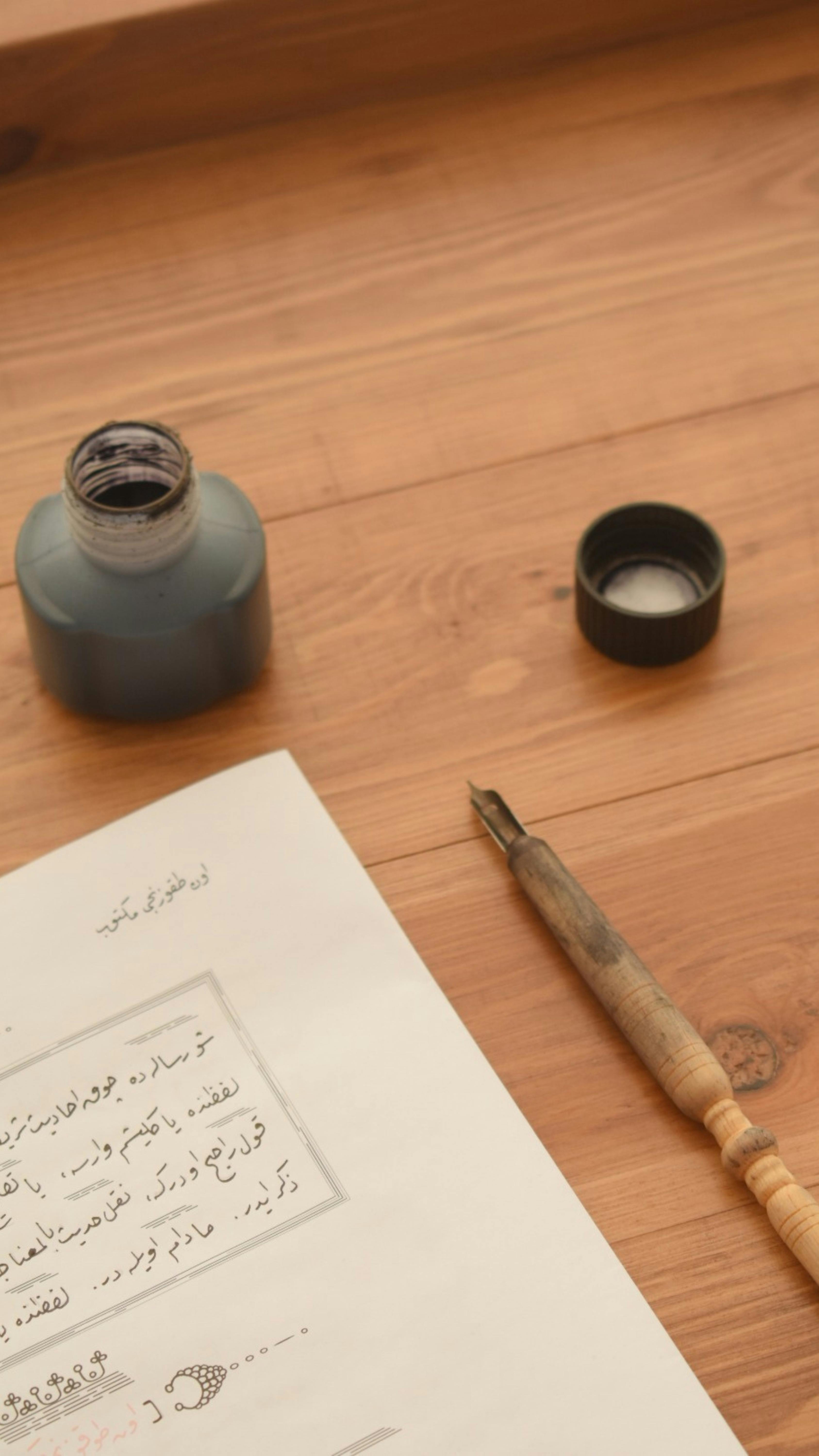 Calligraphy Tools and Handwritten Text