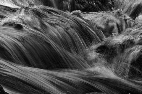 Flowing River Rapids in Black and White