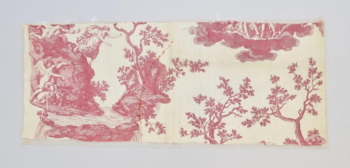 Red Printed Mythological Textile Fragment