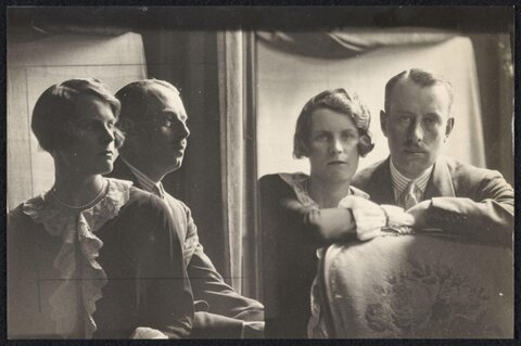 Vintage Mirror Portrait of Two Couples