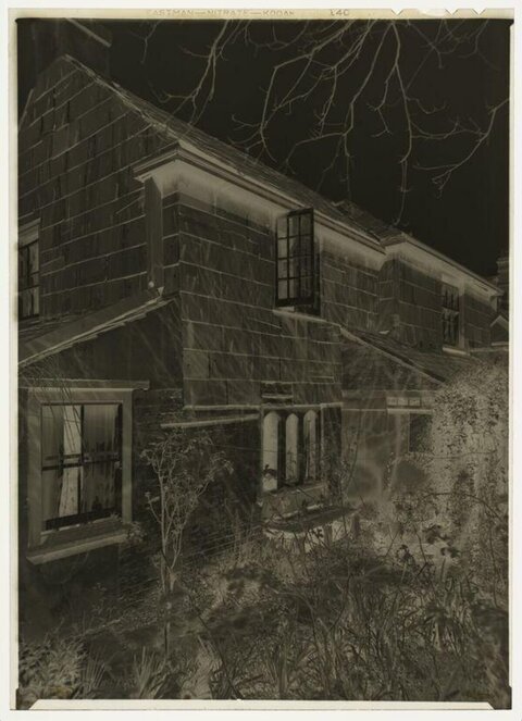Vintage Negative of Old House Exterior