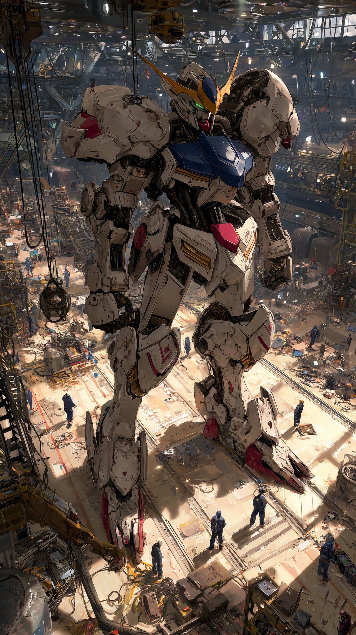 Gundam Mecha in Industrial Workshop